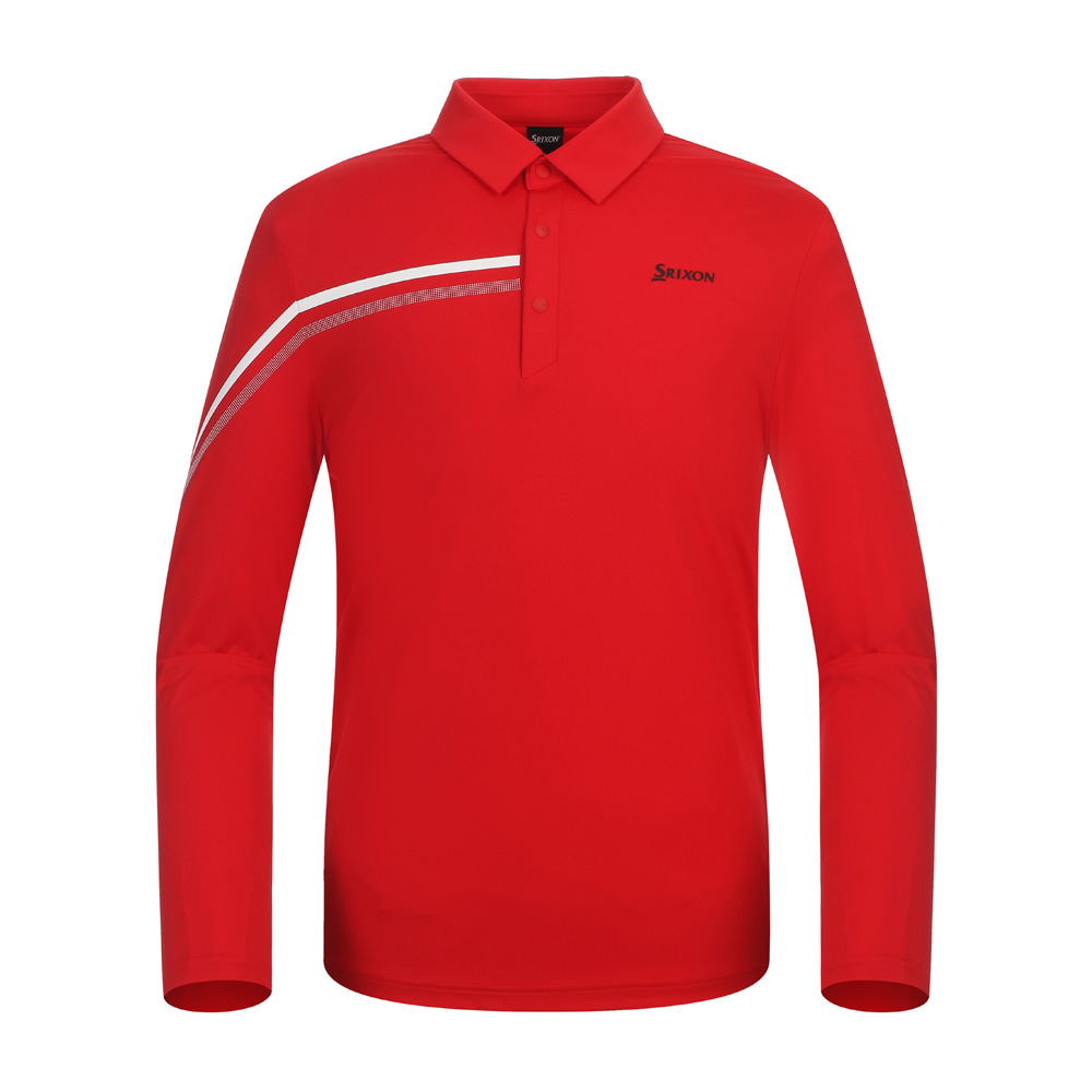 [스릭슨] 소매 컬러 배색 카라 티셔츠 SR21522TL02-RED
