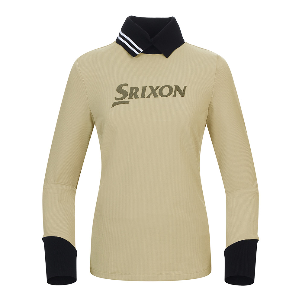 [스릭슨] 니트 배색 기본 로고 목폴라 티셔츠 SR21522TL58-BEE